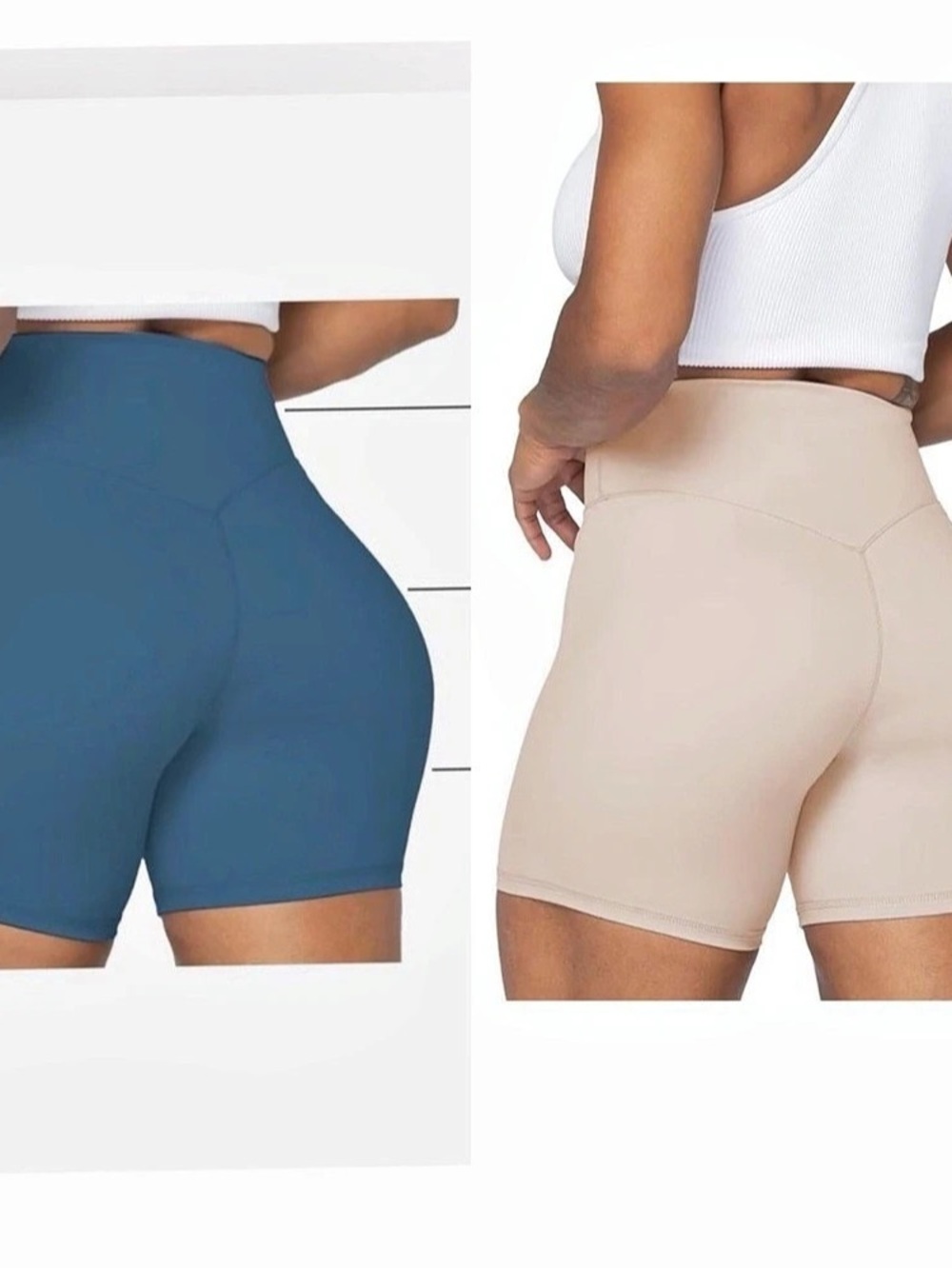 NWOT - 2 Pack - Sunzel High-Waist Nude/Blue Women’s Active Biker Shorts